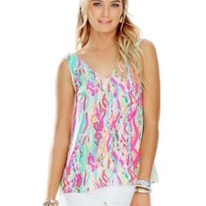 ❤️ NWOT! LILLY PULITZER SILK CIPRIANI TOP IN DRIPPING IN JEWELS, XS